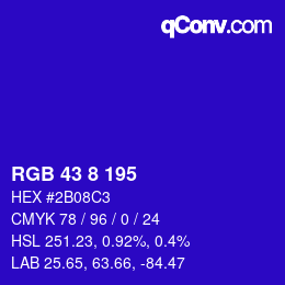 Color code: RGB 43 8 195 | qconv.com