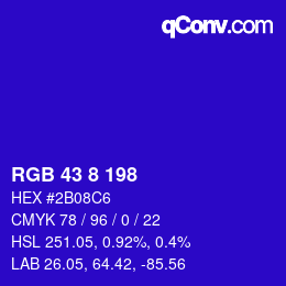 Color code: RGB 43 8 198 | qconv.com