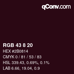 Color code: RGB 43 8 20 | qconv.com