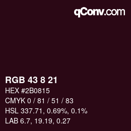 Color code: RGB 43 8 21 | qconv.com