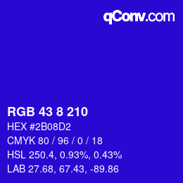 Color code: RGB 43 8 210 | qconv.com