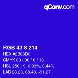カラーコード: RGB 43 8 214 | qconv.com