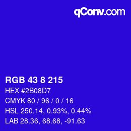 カラーコード: RGB 43 8 215 | qconv.com