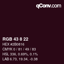 Color code: RGB 43 8 22 | qconv.com