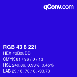 Color code: RGB 43 8 221 | qconv.com