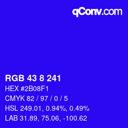 Color code: RGB 43 8 241 | qconv.com