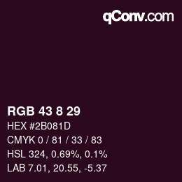 Color code: RGB 43 8 29 | qconv.com