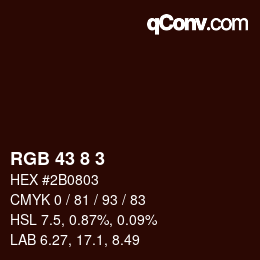 カラーコード: RGB 43 8 3 | qconv.com