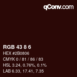 カラーコード: RGB 43 8 6 | qconv.com