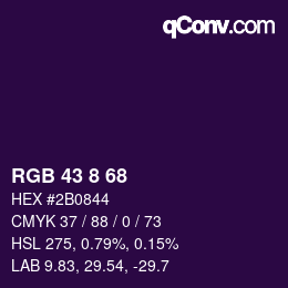 Color code: RGB 43 8 68 | qconv.com