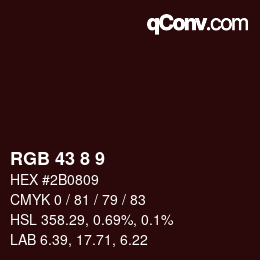 Color code: RGB 43 8 9 | qconv.com