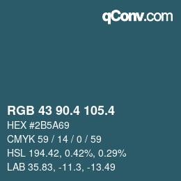 カラーコード: RGB 43 90.4 105.4 | qconv.com