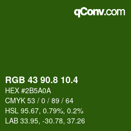 カラーコード: RGB 43 90.8 10.4 | qconv.com