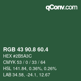 カラーコード: RGB 43 90.8 60.4 | qconv.com