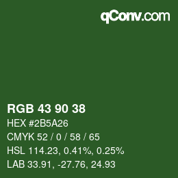 Color code: RGB 43 90 38 | qconv.com