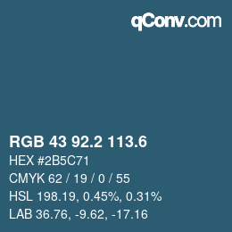 カラーコード: RGB 43 92.2 113.6 | qconv.com