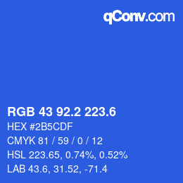 カラーコード: RGB 43 92.2 223.6 | qconv.com