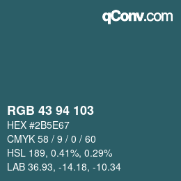 カラーコード: RGB 43 94 103 | qconv.com
