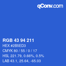 Color code: RGB 43 94 211 | qconv.com