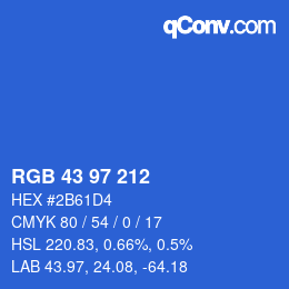 Color code: RGB 43 97 212 | qconv.com