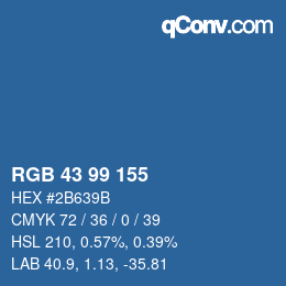 カラーコード: RGB 43 99 155 | qconv.com