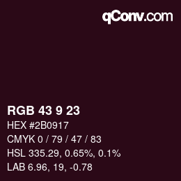 Color code: RGB 43 9 23 | qconv.com