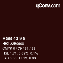 Color code: RGB 43 9 8 | qconv.com