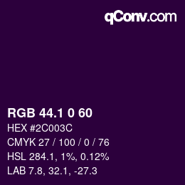 カラーコード: RGB 44.1 0 60 | qconv.com