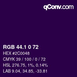 カラーコード: RGB 44.1 0 72 | qconv.com