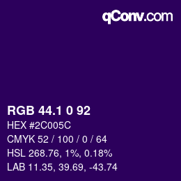 カラーコード: RGB 44.1 0 92 | qconv.com