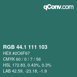 Color code: RGB 44.1 111 103 | qconv.com