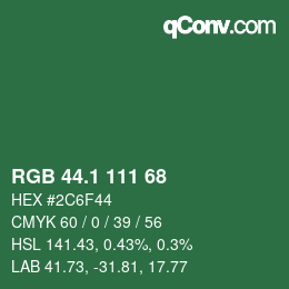 カラーコード: RGB 44.1 111 68 | qconv.com