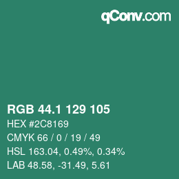 カラーコード: RGB 44.1 129 105 | qconv.com