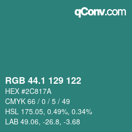 Color code: RGB 44.1 129 122 | qconv.com