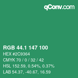 カラーコード: RGB 44.1 147 100 | qconv.com