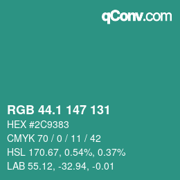Color code: RGB 44.1 147 131 | qconv.com