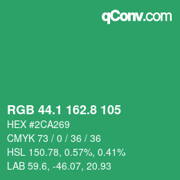 カラーコード: RGB 44.1 162.8 105 | qconv.com