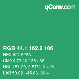 カラーコード: RGB 44.1 162.8 106 | qconv.com