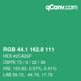 カラーコード: RGB 44.1 162.8 111 | qconv.com