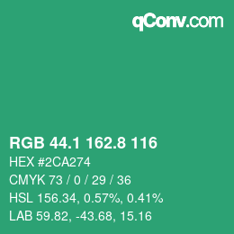 カラーコード: RGB 44.1 162.8 116 | qconv.com