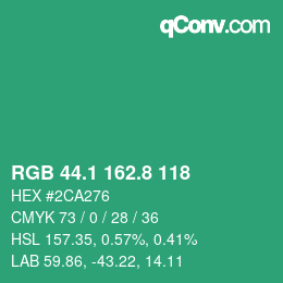 カラーコード: RGB 44.1 162.8 118 | qconv.com