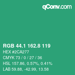 カラーコード: RGB 44.1 162.8 119 | qconv.com