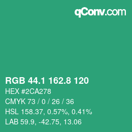 カラーコード: RGB 44.1 162.8 120 | qconv.com