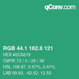 カラーコード: RGB 44.1 162.8 121 | qconv.com