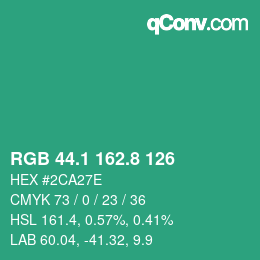 カラーコード: RGB 44.1 162.8 126 | qconv.com