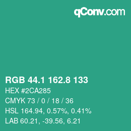 カラーコード: RGB 44.1 162.8 133 | qconv.com