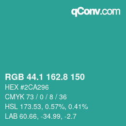 Color code: RGB 44.1 162.8 150 | qconv.com