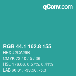 Color code: RGB 44.1 162.8 155 | qconv.com