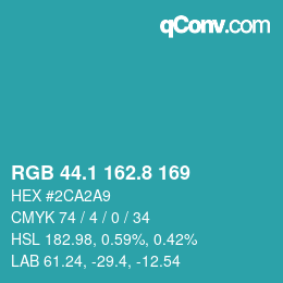 Color code: RGB 44.1 162.8 169 | qconv.com