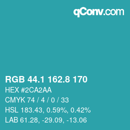 Farbcode: RGB 44.1 162.8 170 | qconv.com